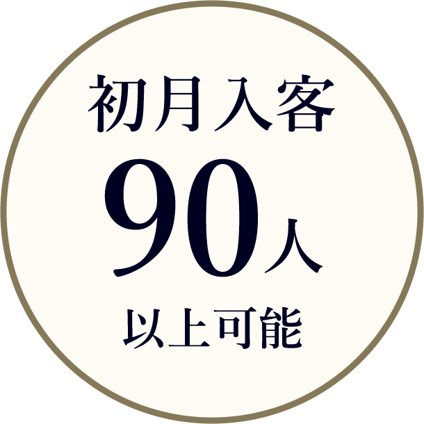 初月入客数90人以上可能